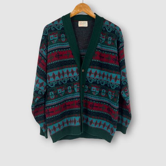 Vintage Alfonso Poso Sweater Studio Knit Grandpa Cardigan - Picture 1 of 5